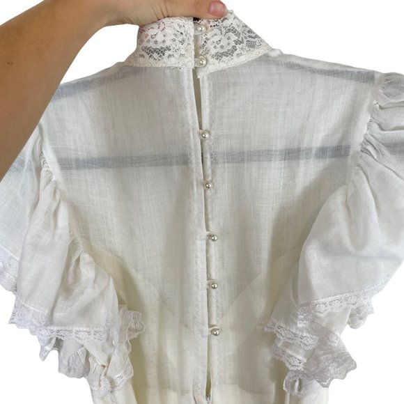 Vintage Gunne Sax by Jessica Mcclintock Lace Wedding/Prom Dress Off White Size 9 - Picture 5 of 11